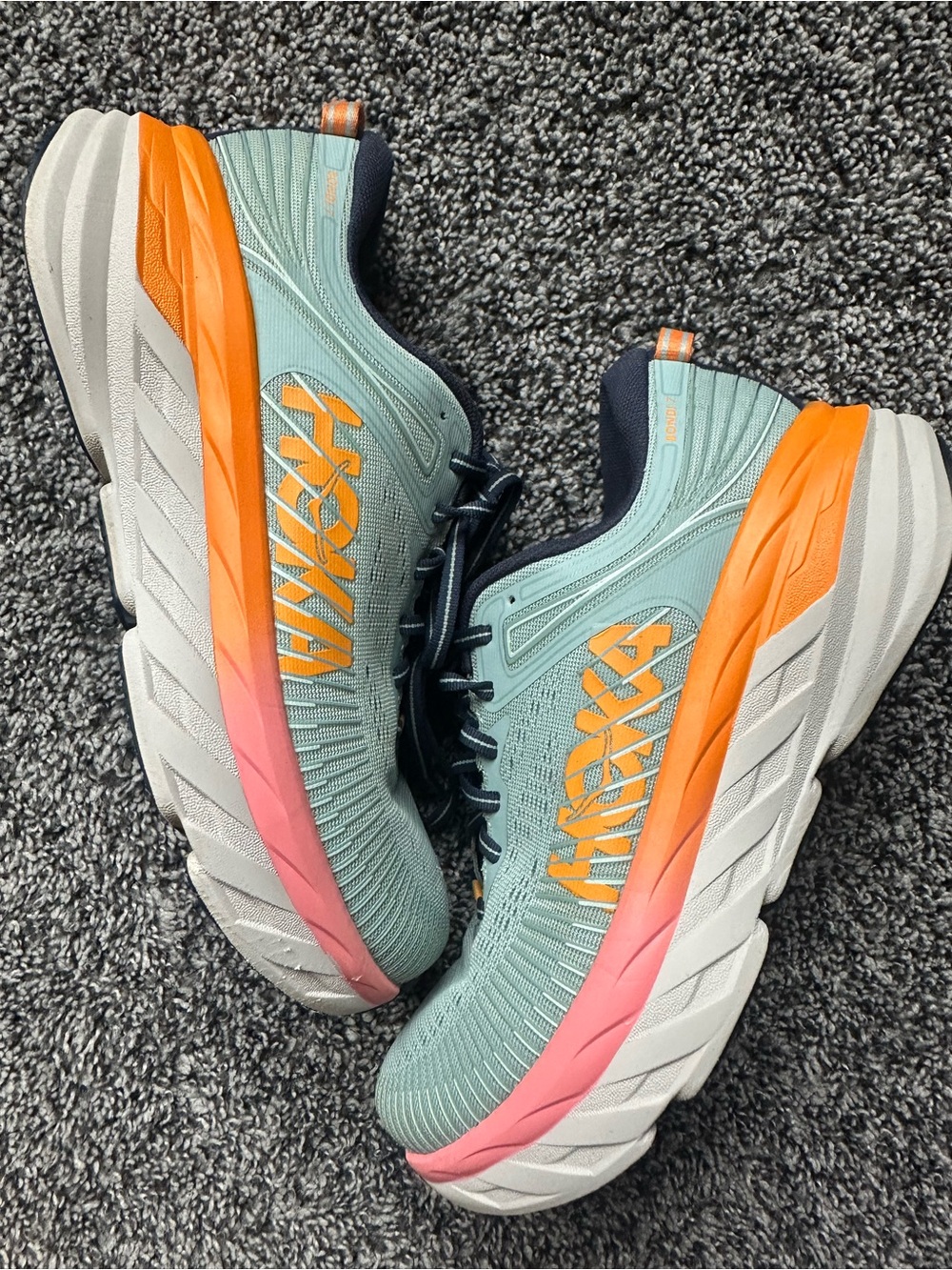 Women's HOKA One One Bondi 7 Size 7.5 in Blue Haze Black Iris Running Gym Shoes